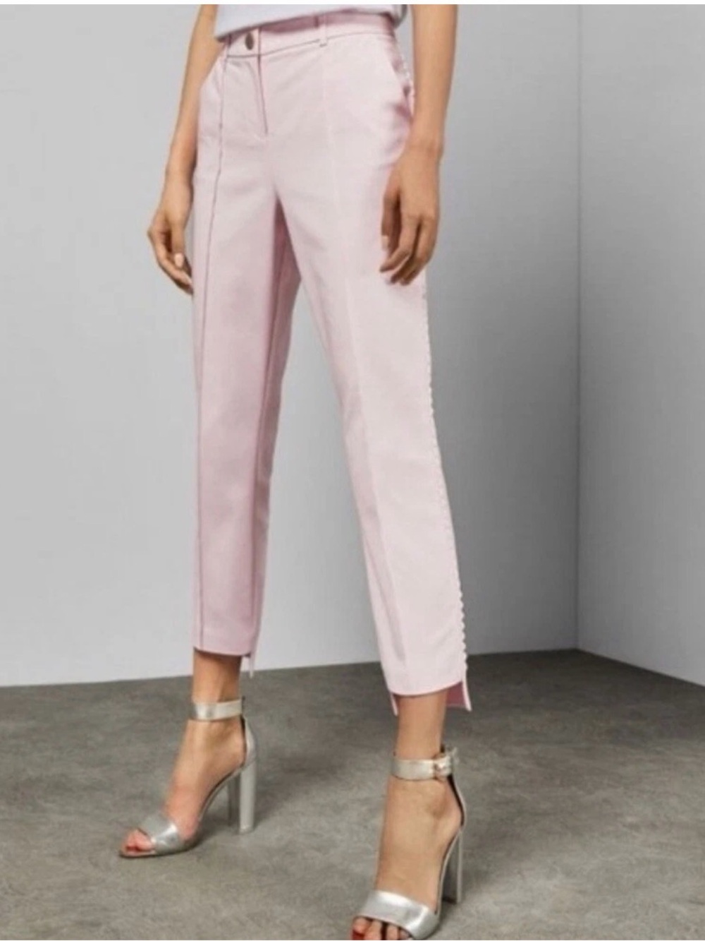 Ted Baker Onetta Scalloped Slim Pants in Nude Pink Ted US Size 0